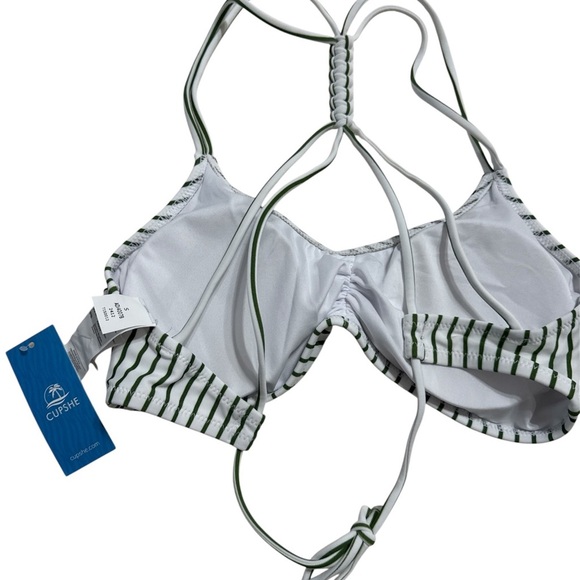 NWTs White and Green Striped Braided Bikini - Picture 7 of 8